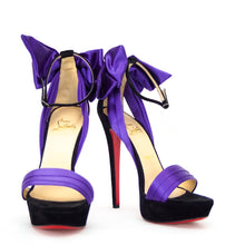 Load image into Gallery viewer, Christian Louboutin Satin Purple Ribbon Pumps in size 40 - Lou&#39;s Closet