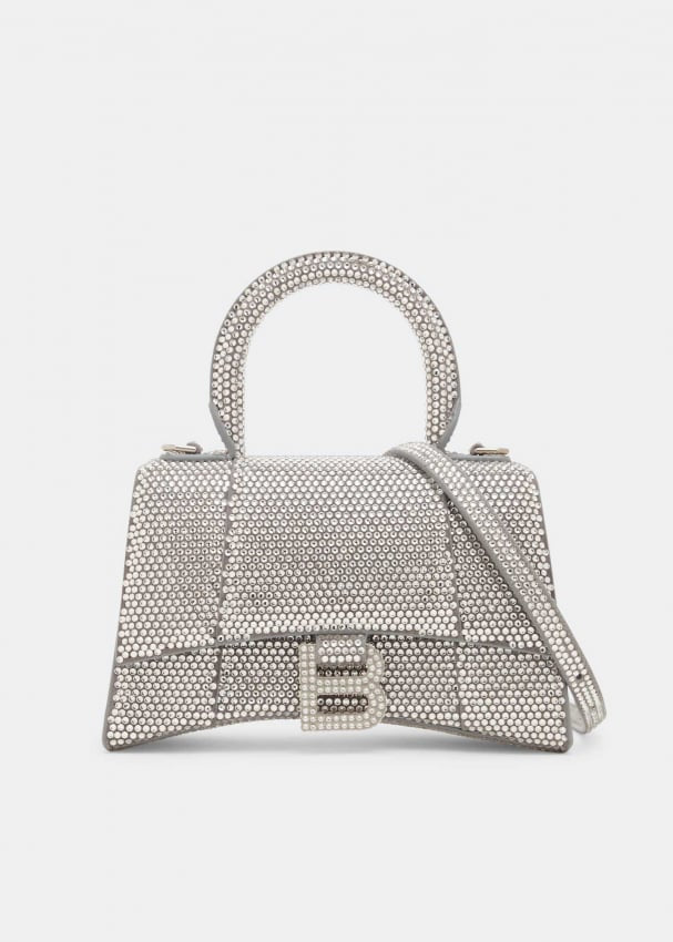 Balenciaga White Grey Swarovski Crystal Hourglass XS