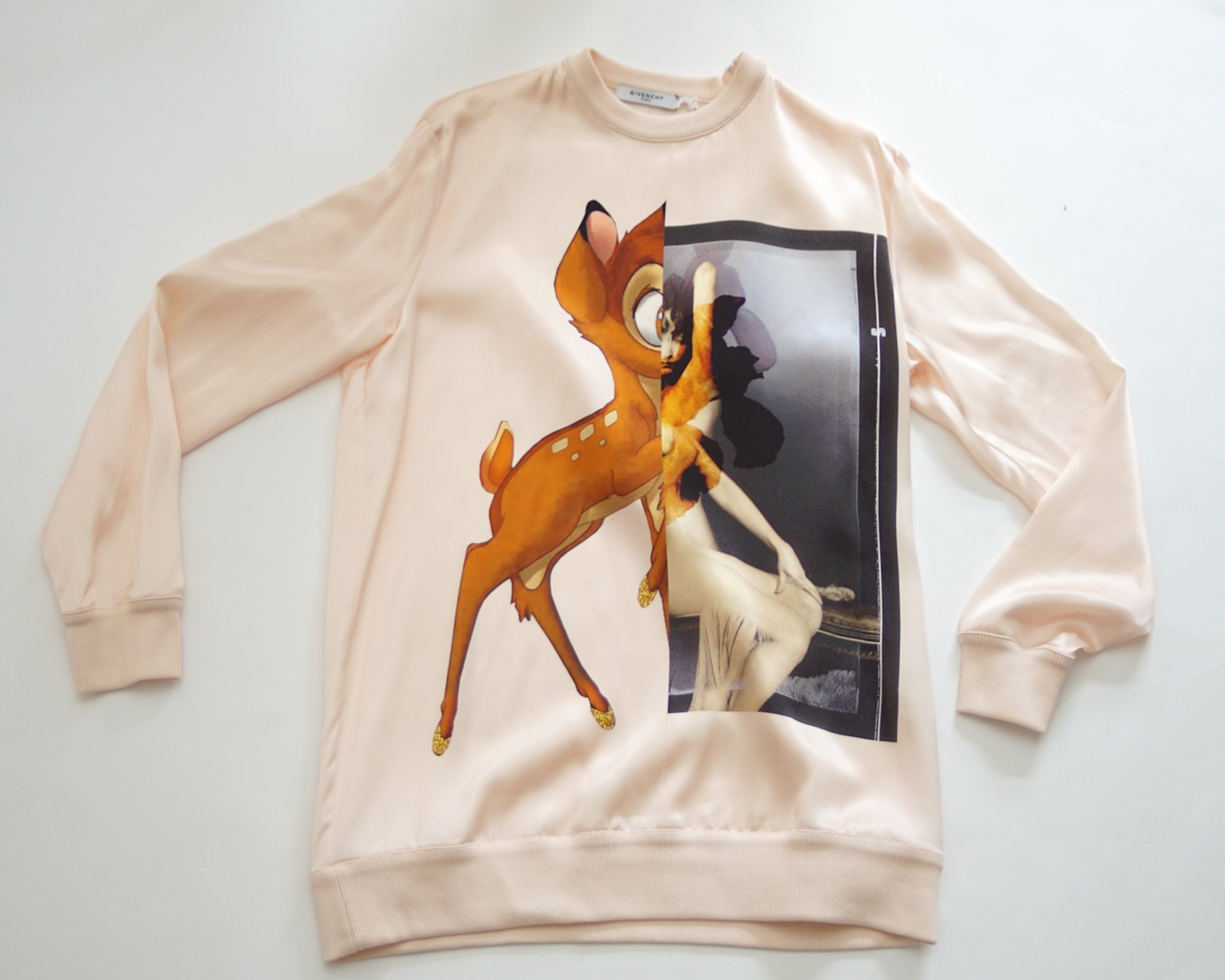 Givenchy pink Bambi silk-satin sweatshirt in size XS