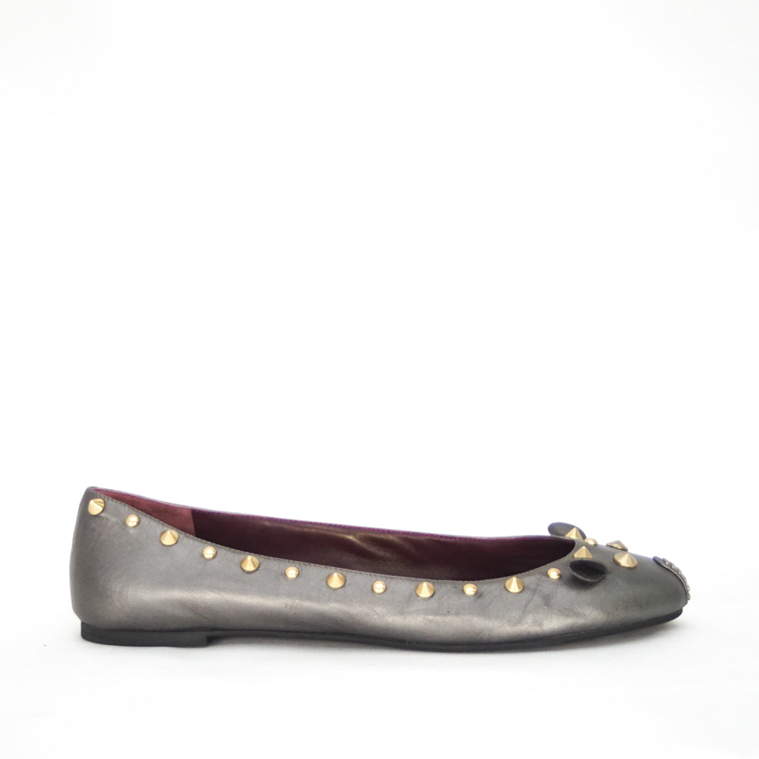 rulletrappe Napier flaskehals Marc by Marc Jacobs Silver Stud Mouse Ballerinas in size 40 - Lou's Closet