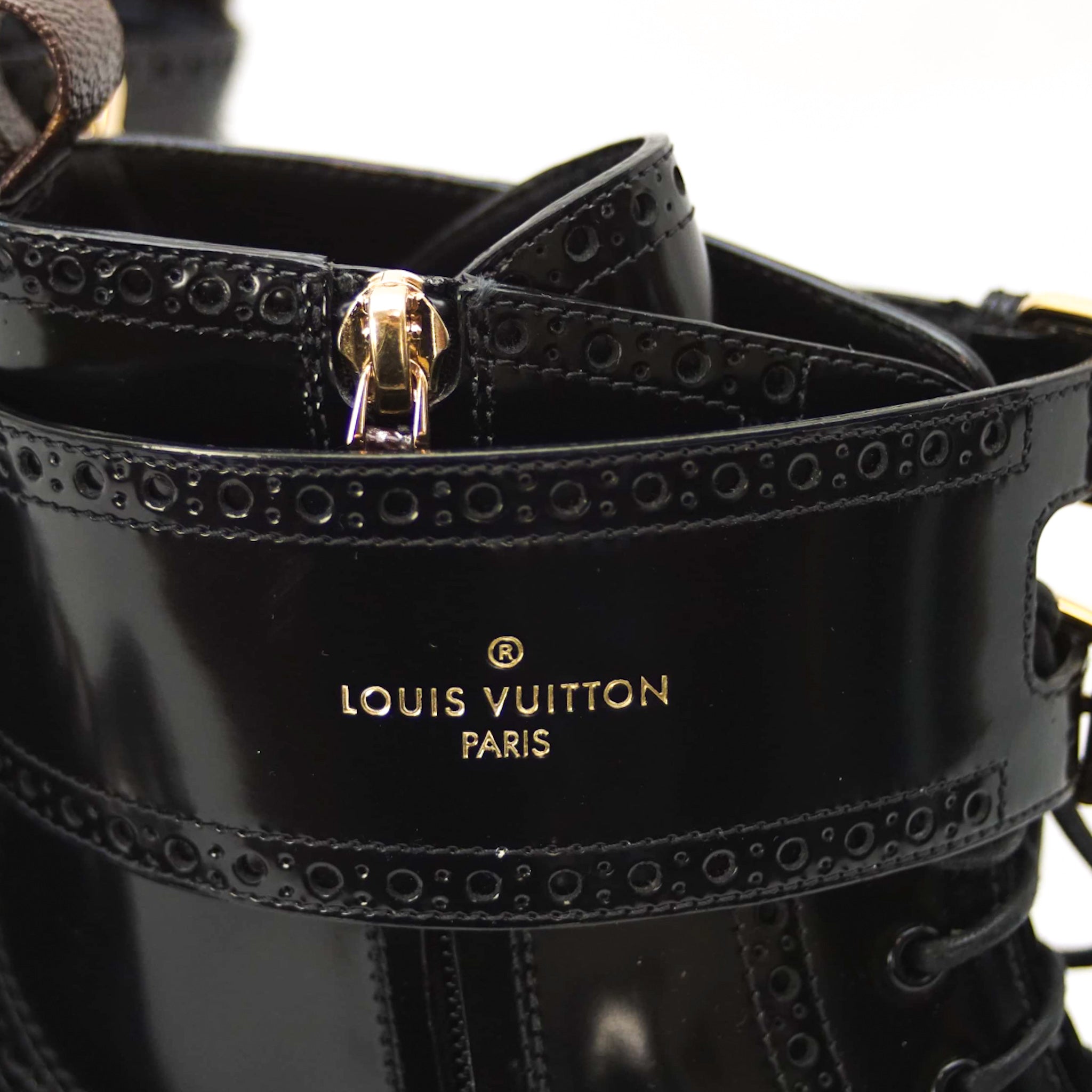 Louis Vuitton Suede Printed Combat Boots - Black Boots, Shoes - LOU810554