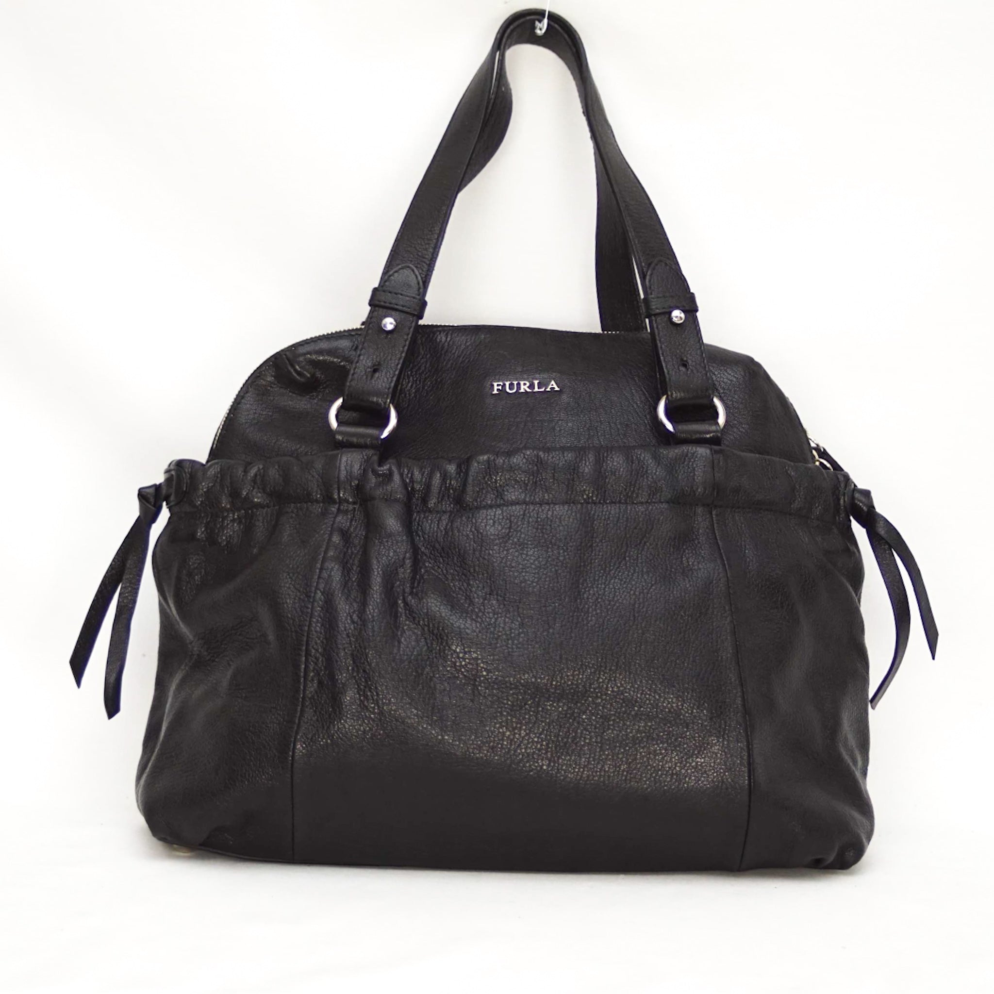 Furla Medium Black Leather Shoulder Bag